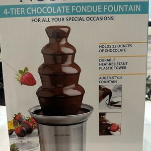 Nostalgia Chocolate Fondue Fountain in Brown and Stainless Steel
